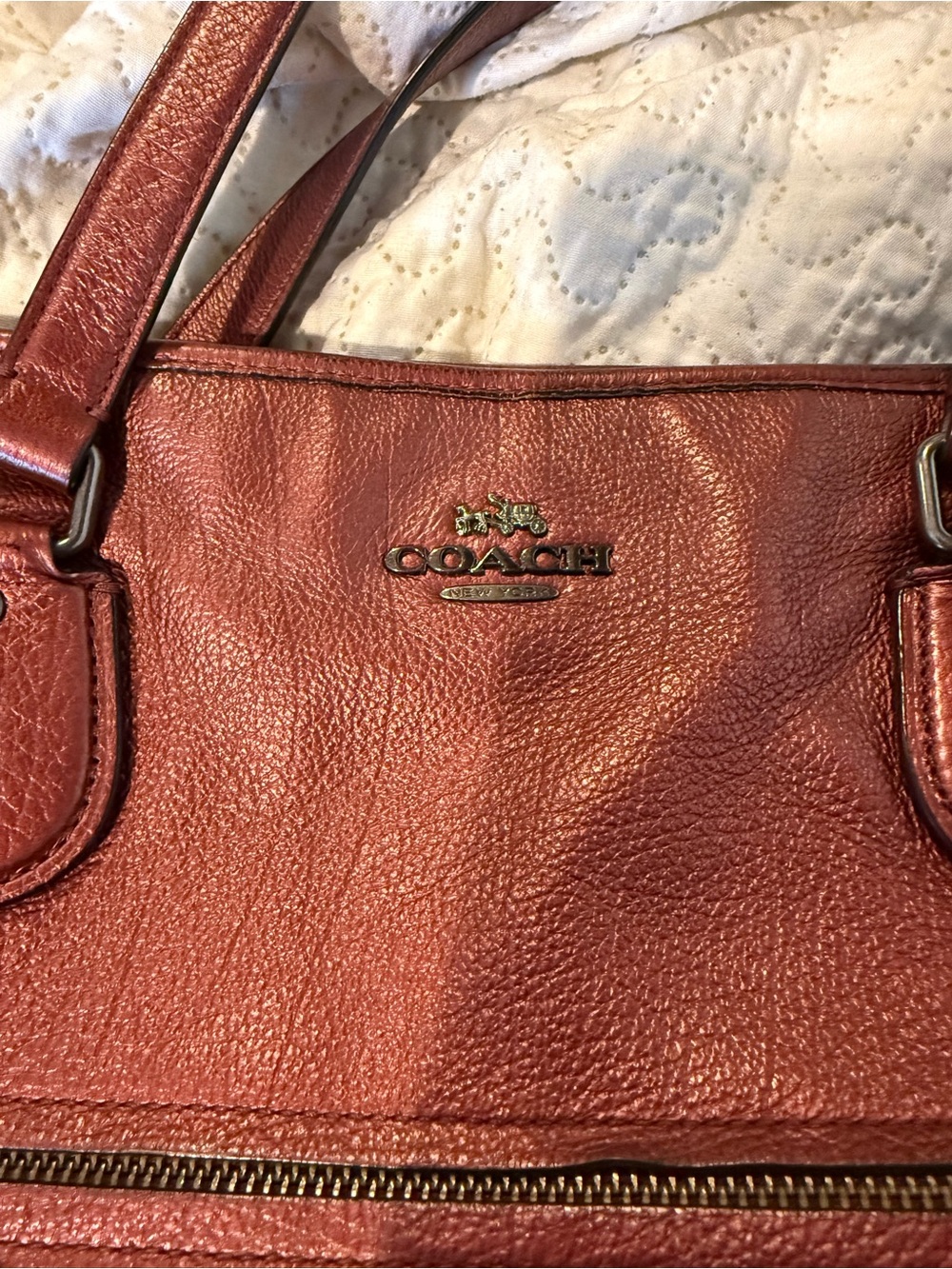 Coach Metallic Copper Leather Shoulder Bag